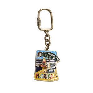 PCF Vintage Florida Beach This Is The Life Metal KeyChain With Sliding Sailboat